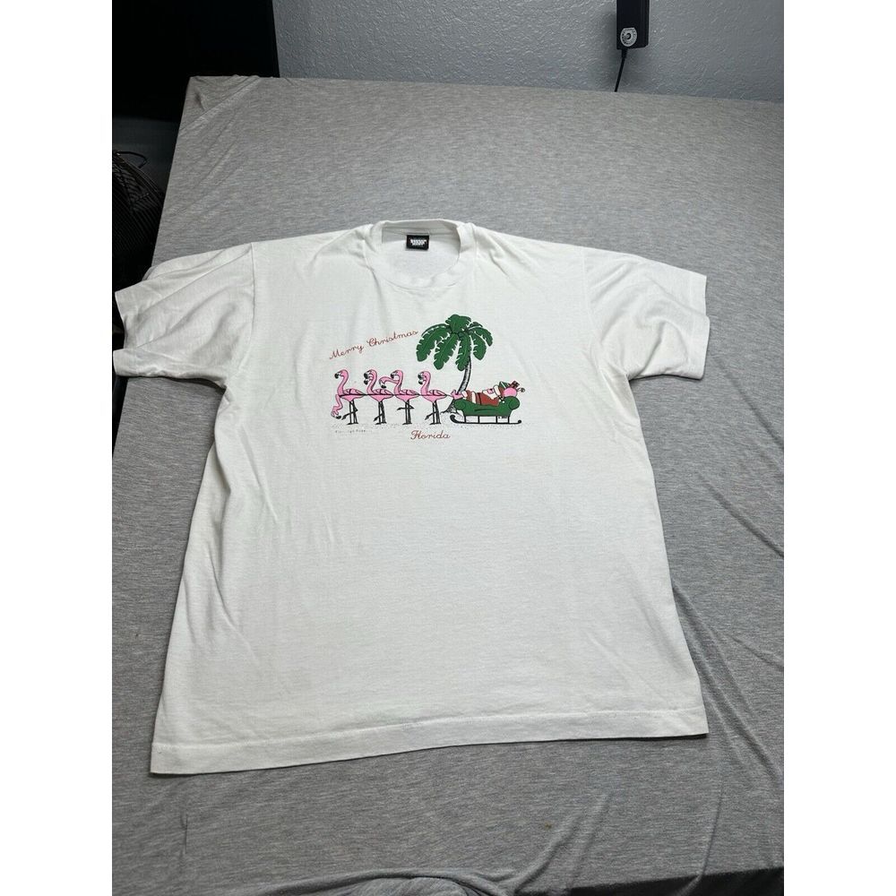 VTG‎ Single Stitch Christmas FL Santa/Flamingos Size XL